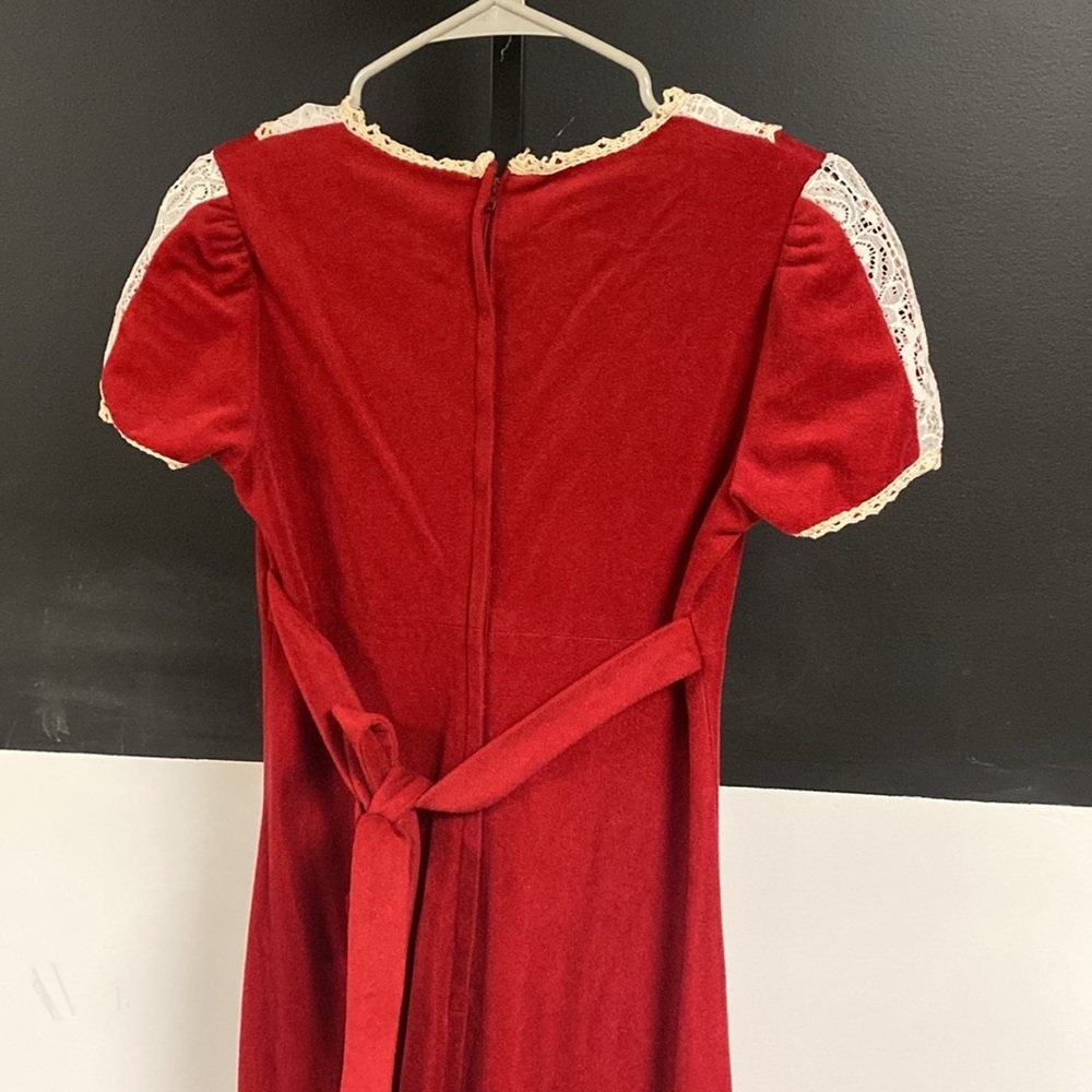 Wine velour sms lace 60s/70s boho maxi dress - Picture 9 of 10